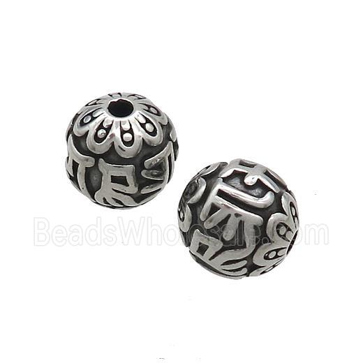 Stainless Steel Round Beads Antique Silver