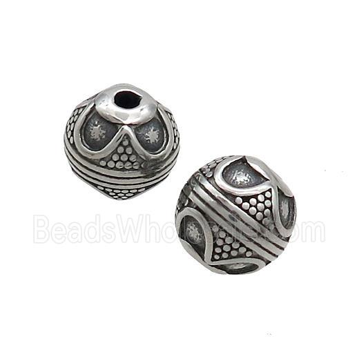 Stainless Steel Round Beads Antique Silver