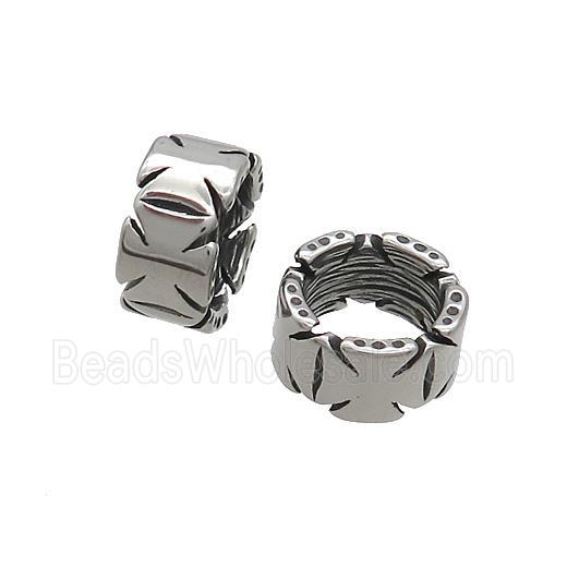 Stainless Steel Rondelle Beads Large Hole Antique Silver