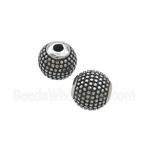 Stainless Steel Round Beads Antique Silver