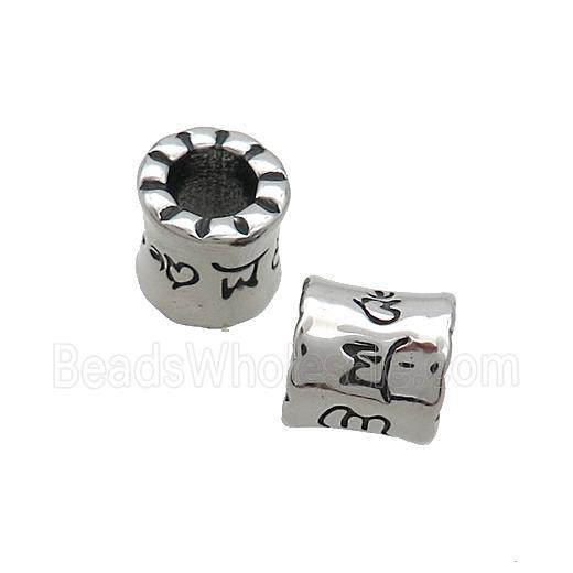 Stainless Steel Tube Beads Large Hole Antique Silver