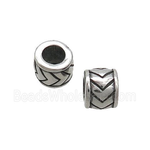 Stainless Steel Tube Beads Large Hole Antique Silver