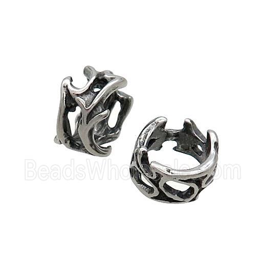 Stainless Steel Rondelle Beads Large Hole Antique Silver