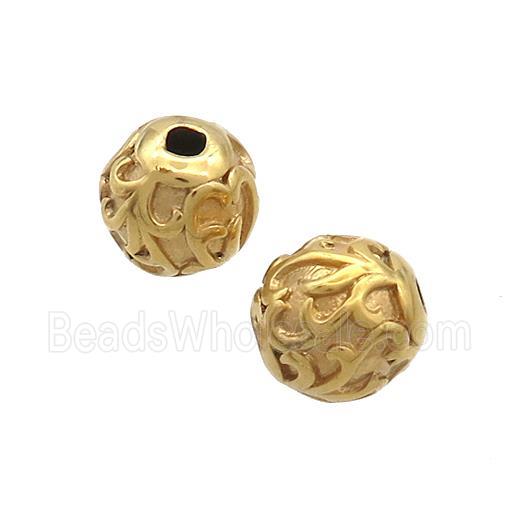 Stainless Steel Round Beads Gold Plated