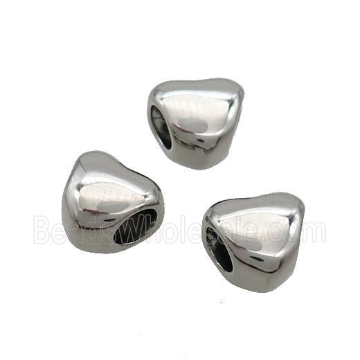Stainless Steel Heart Beads Large Hole Antique Silver