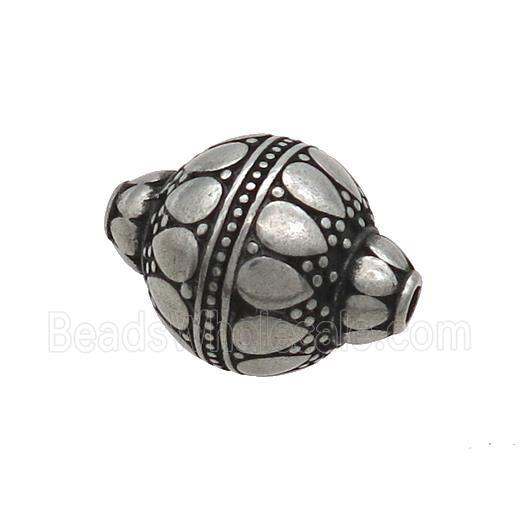 Stainless Steel Round Beads Large Hole Antique Silver