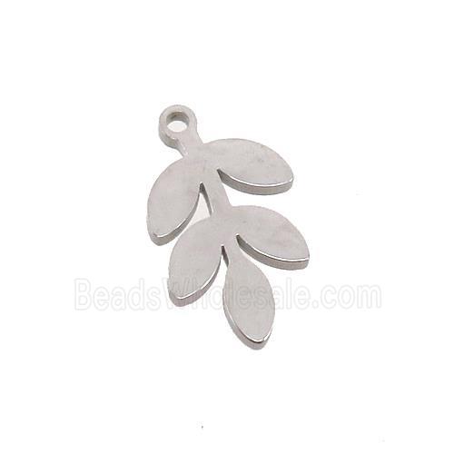 Raw Stainless Steel Leaf Charms Pendant