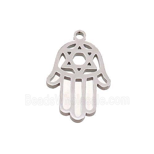 Raw Stainless Steel Hamsahand Charm Pendant