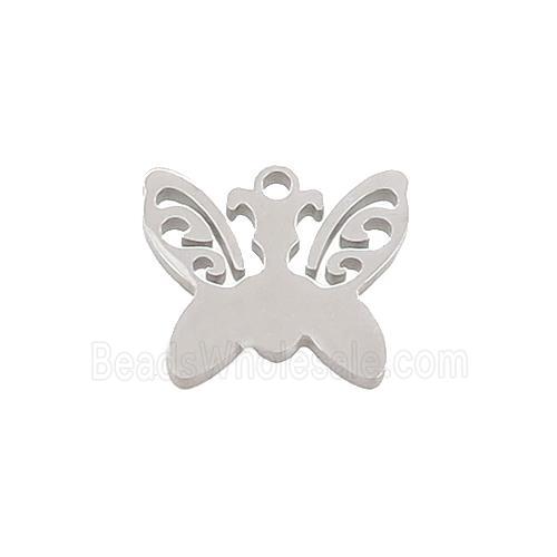 Raw Stainless Steel Butterfly Pendant