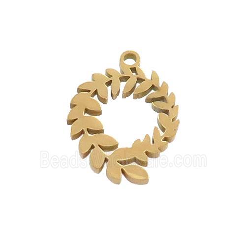 Stainless Steel Christmas Wreath Pendant Gold Plated