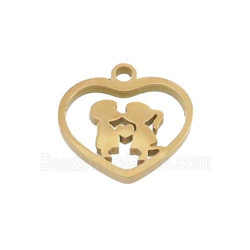 Stainless Steel Couple Heart Pendant Gold Plated