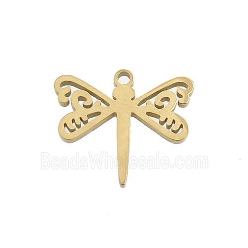 Stainless Steel Dragonfly Charms Pendant Gold Plated