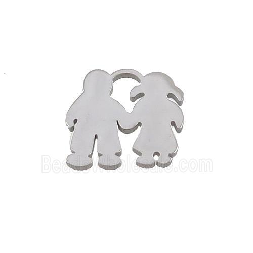 Raw Stainless Steel Couple Pendant