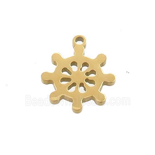 Stainless Steel Ship Helm Pendant Charms Gold Plated