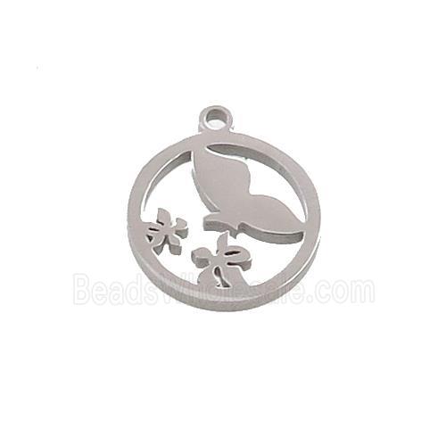 Raw Stainless Steel Flower Pendant