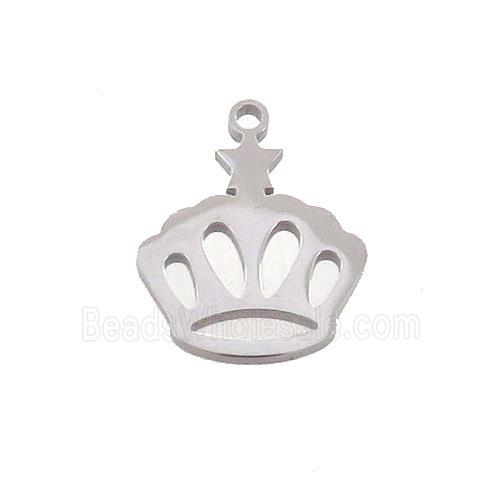 Raw Stainless Steel Crown Charms Pendant
