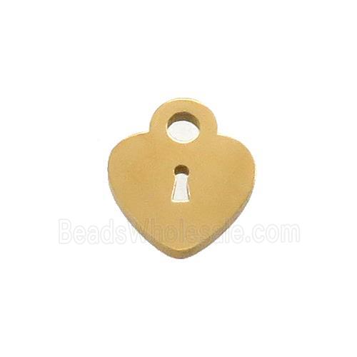 Stainless Steel Heart Lock Charms Pendant Gold Plated