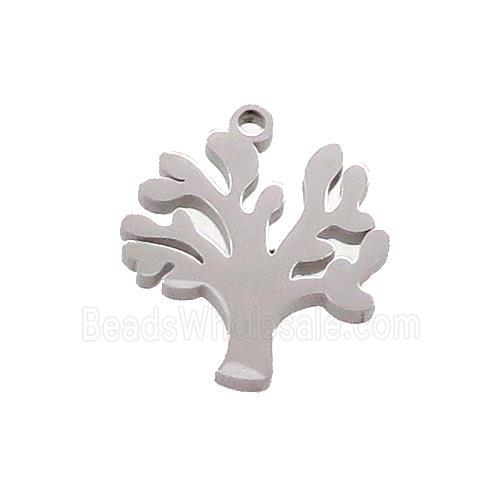 Raw Stainless Steel Tree Charms Pendant