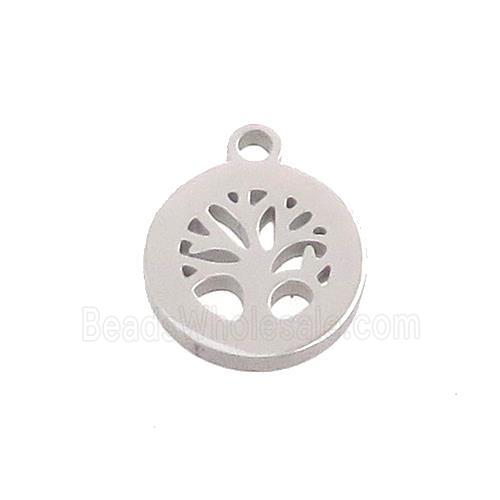 Raw Stainless Steel Tree Of Life Pendant