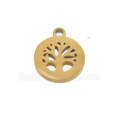 Stainless Steel Tree Of Life Pendant Gold Plated