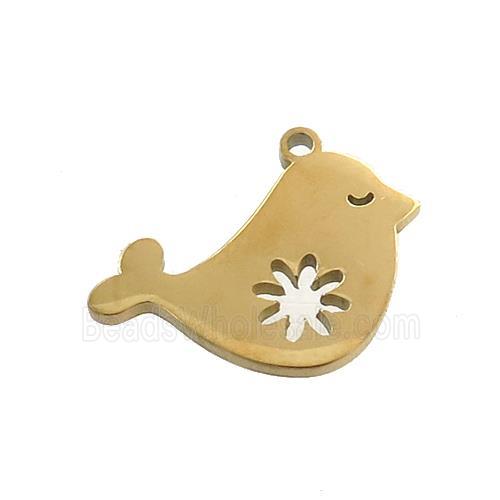 Stainless Steel Birds Charms Pendant Gold Plated