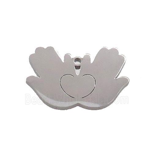 Raw Stainless Steel Hands Charms Pendant Heart