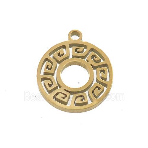 Stainless Steel Circle Charms Pendant Greek Key Gold Plated