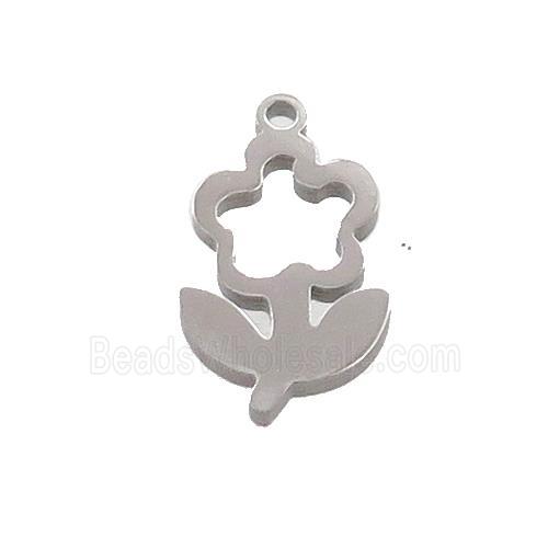 Raw Stainless Steel Flower Charms Pendant