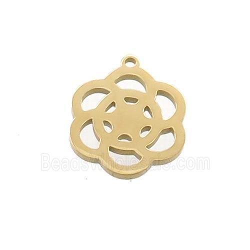 Stainless Steel Flower Pendant Gold Plated