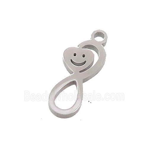 Raw Stainless Steel Infinity Pendant Heart Emoji