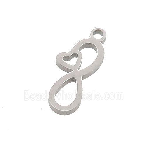 Raw Stainless Steel Infinity Pendant Heart