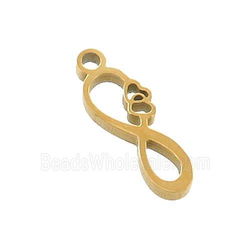 Stainless Steel Infinity Charms Pendant Double Heart Gold Plated