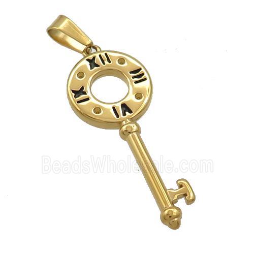 Stainless Steel Key Charms Pendant Gold Plated