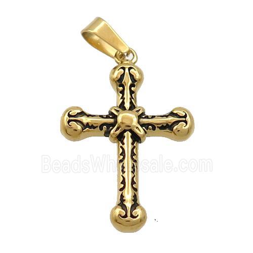 Stainless Steel Cross Charms Pendant Antique Gold