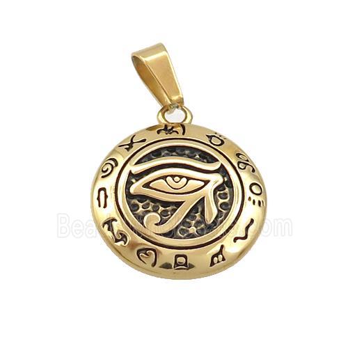 Stainless Steel Horus Eye Charms Pendant Zodiac Antique Gold