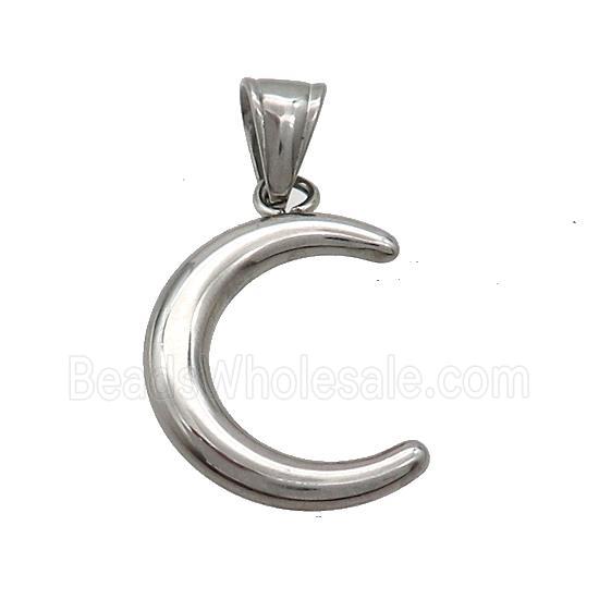 Raw Stainless Steel Moon Pendant