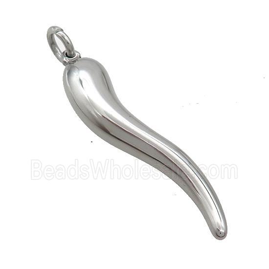 Raw Stainless Steel Horn Charms Pendant