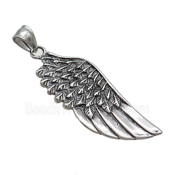 Stainless Steel Angel Wings Charms Pendant Antique Silver