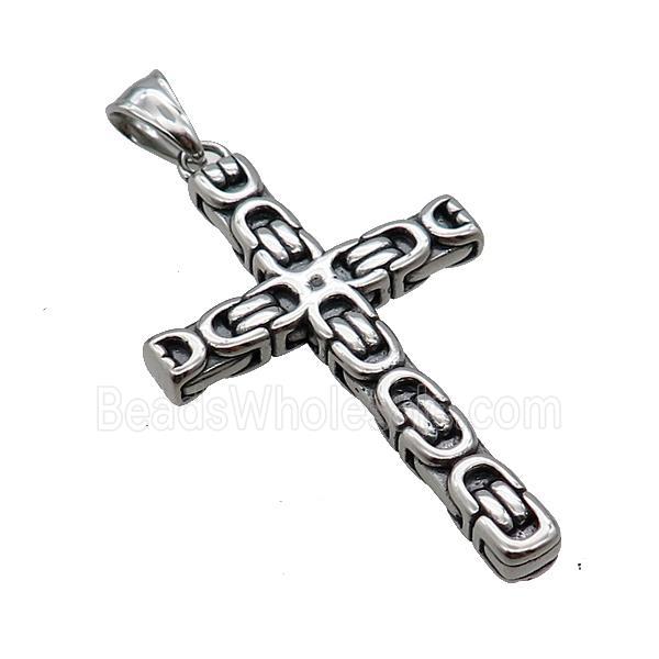 Stainless Steel Cross Pendant Antique Silver