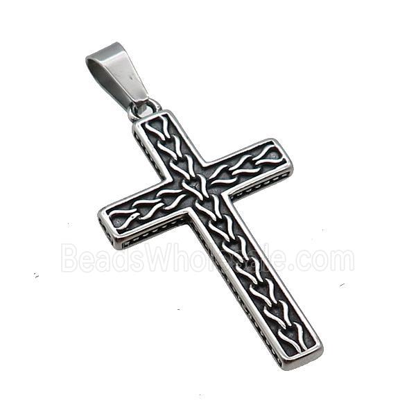 Stainless Steel Cross Pendant Antique Silver