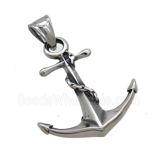 Stainless Steel Anchor Charms Pendant Antique Silver