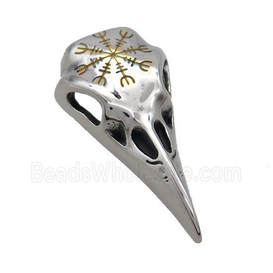 Stainless Steel Raven Head Charms Pendant Crow Antique Silver