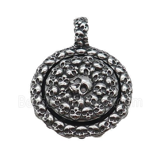 Stainless Steel Skull Charms Pendant Antique Silver