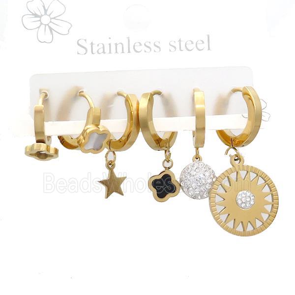 Stainless Steel Earrings Mixed Shapes Gold Plated