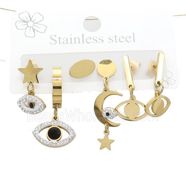 Stainless Steel Earrings Eye Gold Plated
