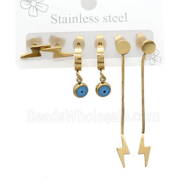 Stainless Steel Earrings Lightning Gold Plated
