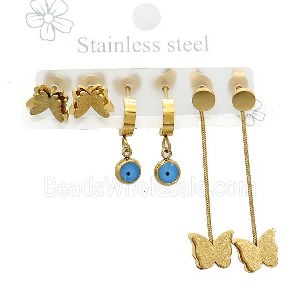 Stainless Steel Earrings Butterfly Gold Plated