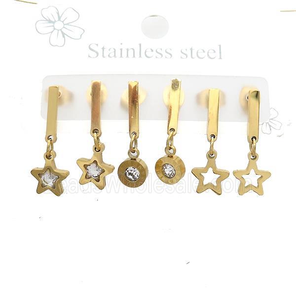 Stainless Steel Earrings Star Gold Plated