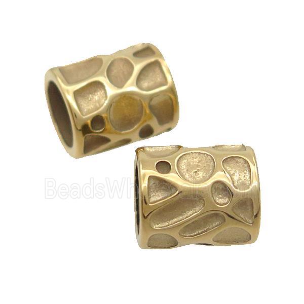 Stainless Steel Tube Beads Column Large Hole Gold Plated