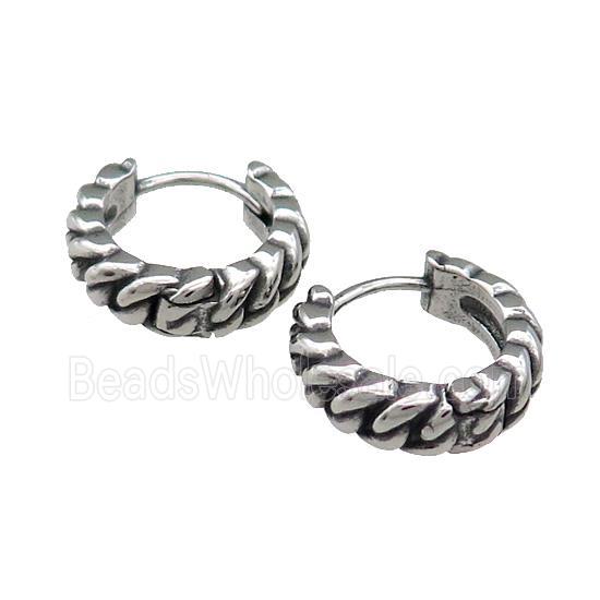 Stainless Steel Hoop Earrings Antique Silver